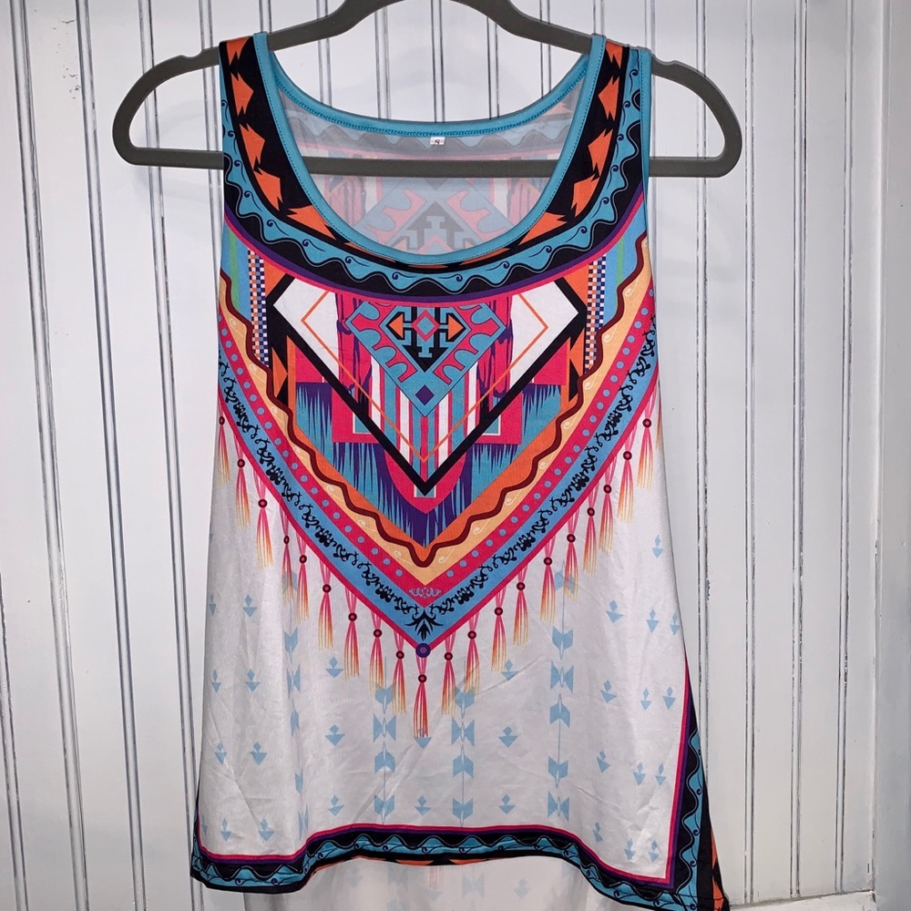 Aztec Style Tank Top Size Small Loose Fit